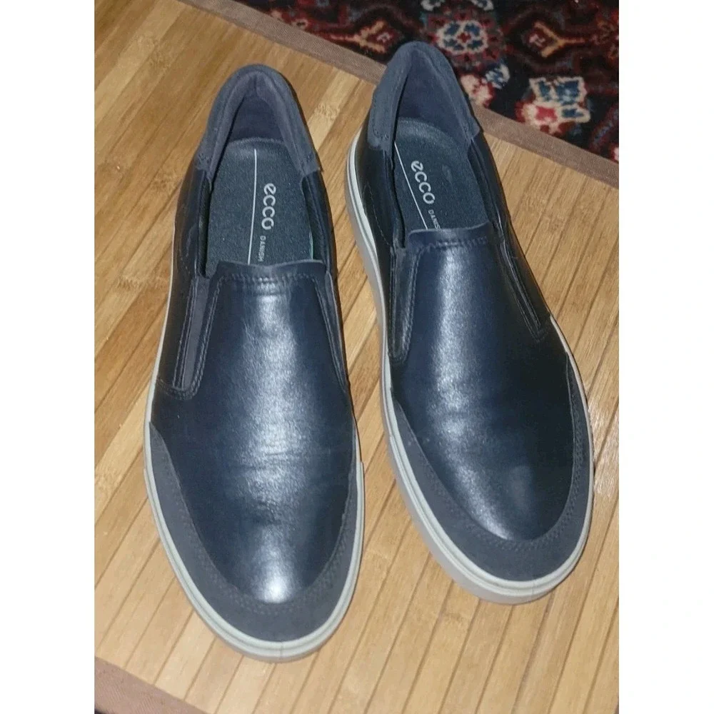 Men's Slip-On Leather Sneaker ECCO Collin 2.0 DANISH Design Navy Blue EU 43, 10